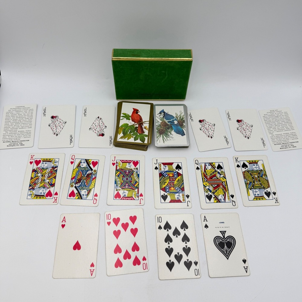 Vintage National Wildlife Federation Bird Playing Cards Cardinal Blue Jay Set